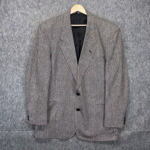 Vintage 100% Silk Houndstooth Blazer‎ Men's 42R White Black Plaid